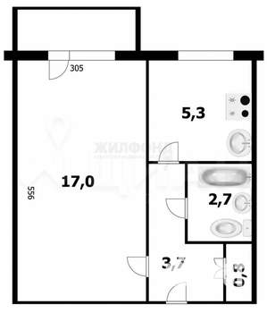 1-к квартира, на длительный срок, 30м2, 4/9 этаж