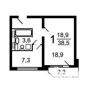 1-к квартира, на длительный срок, 36м2, 6/9 этаж