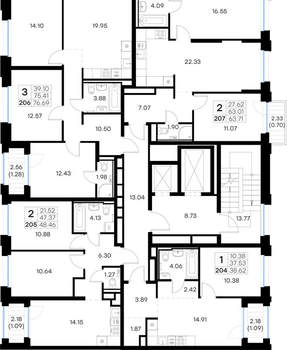 2-к квартира, вторичка, 48м2, 4/16 этаж