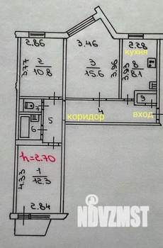 3-к квартира, вторичка, 64м2, 2/5 этаж