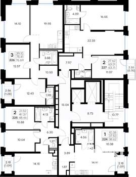 2-к квартира, вторичка, 64м2, 9/16 этаж