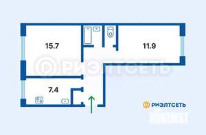 2-к квартира, вторичка, 46м2, 2/5 этаж