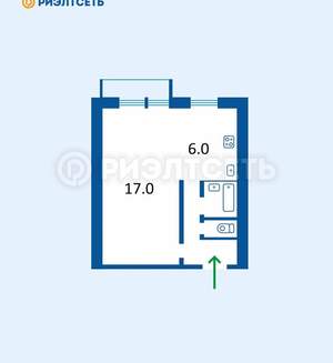 1-к квартира, вторичка, 30м2, 2/5 этаж