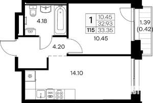1-к квартира, вторичка, 33м2, 10/16 этаж