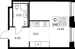 Студия квартира, вторичка, 29м2, 2/16 этаж