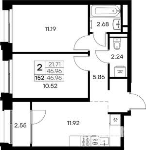 2-к квартира, вторичка, 47м2, 13/16 этаж