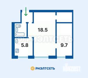 2-к квартира, вторичка, 43м2, 4/5 этаж