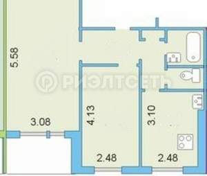 2-к квартира, вторичка, 46м2, 1/9 этаж