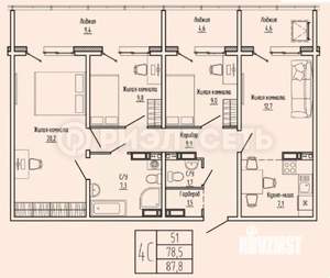 3-к квартира, вторичка, 88м2, 12/15 этаж