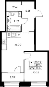 1-к квартира, вторичка, 41м2, 14/16 этаж