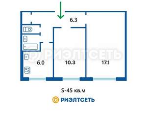 2-к квартира, вторичка, 45м2, 5/5 этаж
