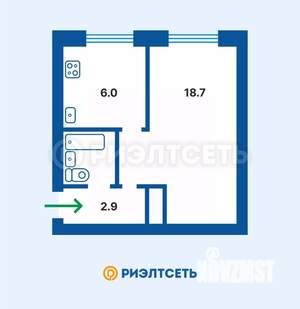 1-к квартира, вторичка, 31м2, 5/5 этаж