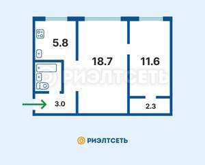 2-к квартира, вторичка, 45м2, 4/5 этаж