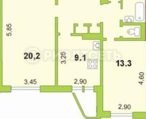 2-к квартира, вторичка, 56м2, 1/9 этаж