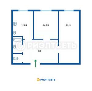 2-к квартира, вторичка, 60м2, 4/4 этаж