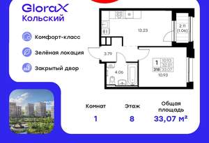 1-к квартира, вторичка, 33м2, 8/16 этаж