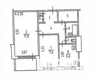 2-к квартира, вторичка, 50м2, 4/9 этаж