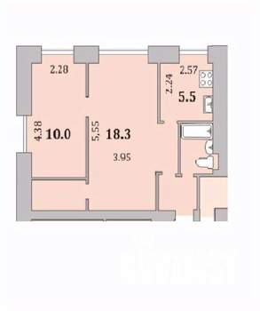 2-к квартира, вторичка, 43м2, 2/5 этаж