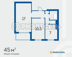 2-к квартира, вторичка, 46м2, 3/9 этаж