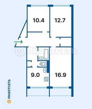 3-к квартира, вторичка, 68м2, 5/9 этаж
