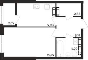 1-к квартира, вторичка, 40м2, 11/16 этаж