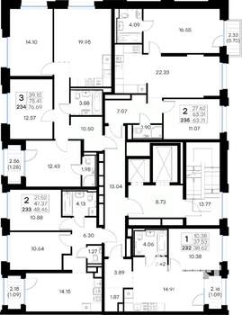3-к квартира, вторичка, 77м2, 11/16 этаж