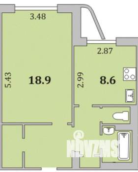 1-к квартира, вторичка, 42м2, 9/10 этаж