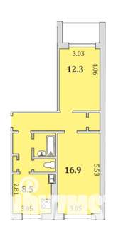2-к квартира, вторичка, 55м2, 6/9 этаж