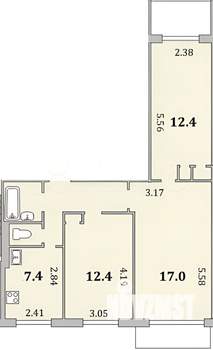 3-к квартира, вторичка, 63м2, 4/9 этаж