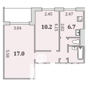 2-к квартира, вторичка, 45м2, 6/9 этаж