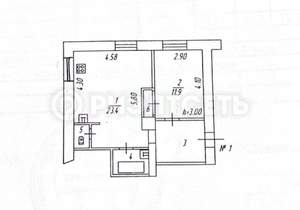 2-к квартира, вторичка, 47м2, 2/5 этаж