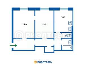 2-к квартира, вторичка, 57м2, 3/4 этаж
