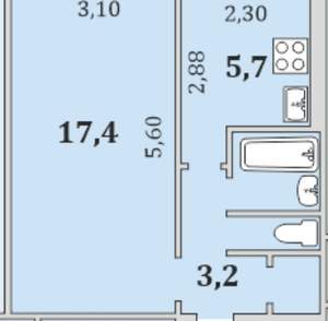 1-к квартира, вторичка, 30м2, 3/5 этаж