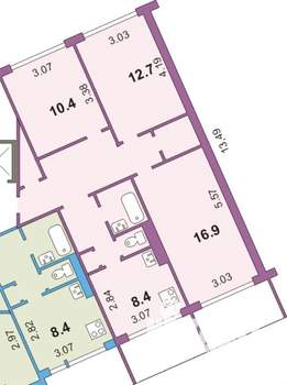 3-к квартира, вторичка, 73м2, 7/9 этаж