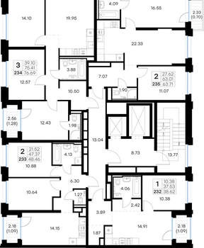 2-к квартира, вторичка, 64м2, 11/16 этаж