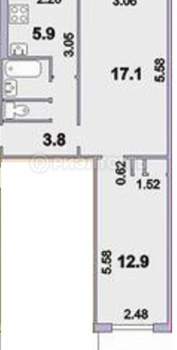 2-к квартира, вторичка, 44м2, 4/5 этаж
