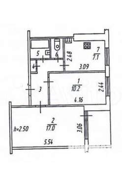 2-к квартира, вторичка, 44м2, 2/9 этаж