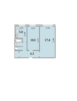 2-к квартира, вторичка, 44м2, 4/5 этаж