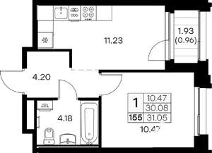 1-к квартира, вторичка, 31м2, 13/16 этаж