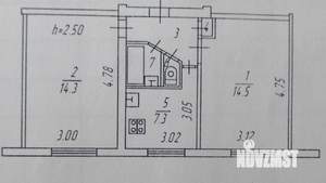 2-к квартира, вторичка, 43м2, 3/5 этаж