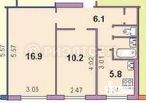 2-к квартира, вторичка, 44м2, 5/5 этаж