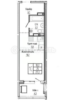 Студия квартира, вторичка, 27м2, 4/15 этаж