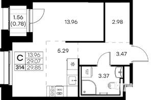 Студия квартира, вторичка, 30м2, 8/16 этаж