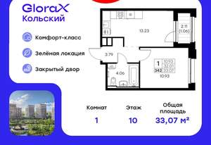 1-к квартира, вторичка, 33м2, 10/16 этаж