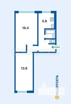 2-к квартира, вторичка, 44м2, 3/5 этаж