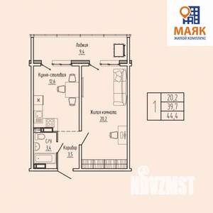 1-к квартира, вторичка, 44м2, 14/15 этаж