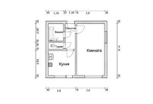 1-к квартира, вторичка, 33м2, 6/9 этаж