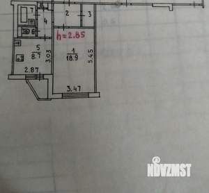 1-к квартира, вторичка, 42м2, 4/9 этаж