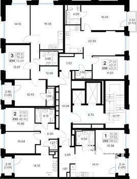 2-к квартира, вторичка, 64м2, 11/16 этаж