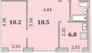 2-к квартира, вторичка, 43м2, 5/5 этаж